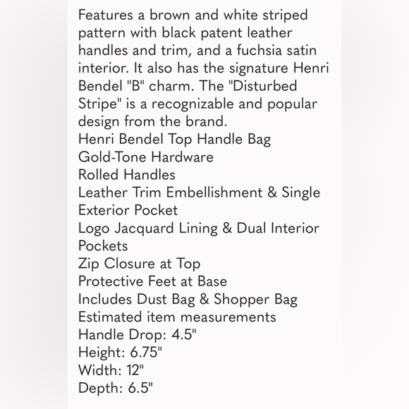 Henri Bendel NWT Disturbed Stripe Barrel Satchel Rare - Picture 16 of 16